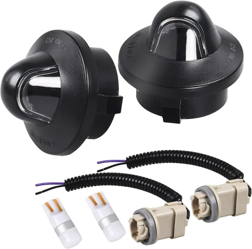Kit de luces LED para matrícula con 2 bombillas LED, 2 arneses de cables, 2 carcasas negras, reemplazo de montaje de lámpara de etiqueta para Ford