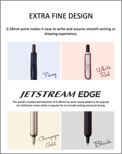 Miniatura 3 de ACEPORTE Uni Jetstream EDGE3 - Bolígrafo a base de aceite de 0.011 in, cuerpo blanco y rojo + repuestos negro/rojo/azul, juego de notas adhesivas