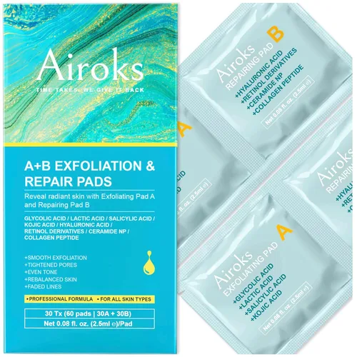 Miniatura 11 de A+B - Almohadillas faciales exfoliantes y reparadoras de 10 Tx, tratamiento de suero de cáscara ácida de 2 pasos con péptidos hialurónicos