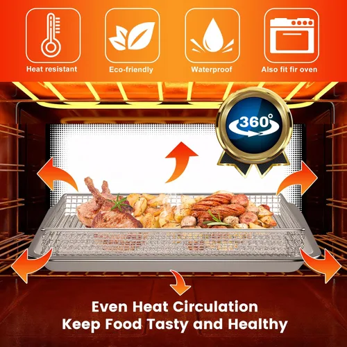 Miniatura 7 de GXF Bandeja de horno tostador para Cuisinart TOA-60 TOA-65 TOA-70 ToA-70 horno de convección para freidora de aire, 12 x 11 pulgadas, repuesto