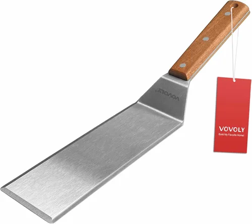 Miniatura 10 de Espátula pequeña para sartén de hierro fundido, mango de silicona de tang completo, resistente al calor, volteador comercial de grado pesado