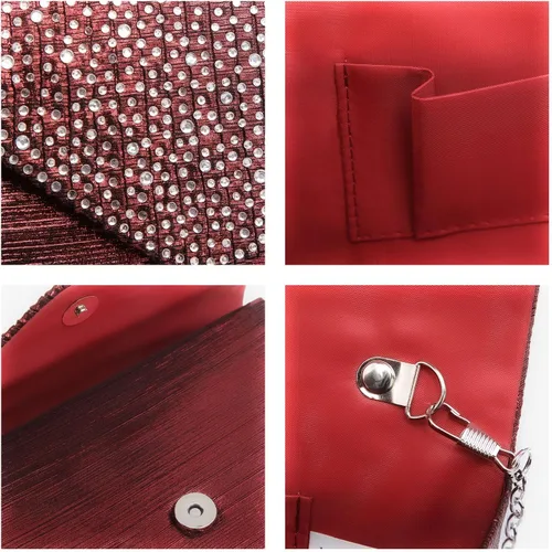 Miniatura 6 de Dasein Bolso de mano con satén satinado para mujer, tipo embrague, para noche, bandolera, bolsos, fiesta, graduación, boda, sobre