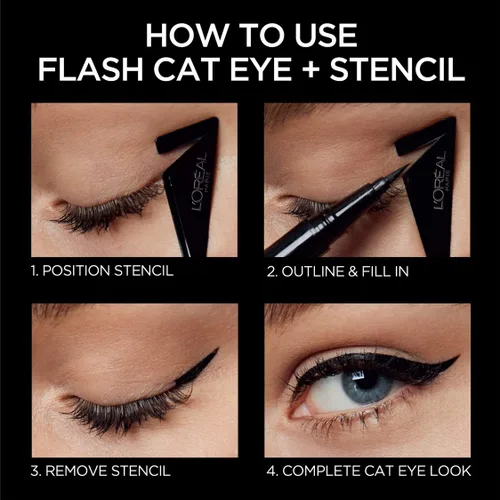 Miniatura 6 de L'Oreal Paris Makeup Infallible Flash Cat Eye Delineador de ojos líquido impermeable, negro, 0.44 onzas