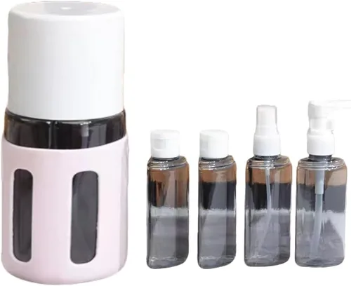 Miniatura 10 de Dispensador de viaje 4 en 1, paquete de 4 botellas de viaje para artículos de tocador, recipientes de tamaño de viaje a prueba de fugas, recipientes