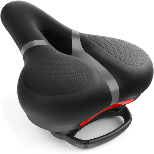 Miniatura 10 de Reemplazo de asiento de bicicleta, asiento de bicicleta para hombres y mujeres, cómodo sillín de bicicleta ancho con espuma viscoelástica acolchada