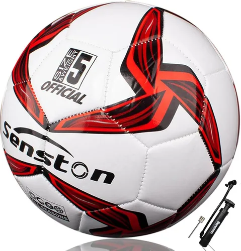 Miniatura 12 de Senston Balón de fútbol talla 3 y talla 4 y talla 5 para niños y adultos, balón de fútbol oficial para partidos y entrenamiento con bomba Negro