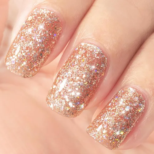 Miniatura 7 de MAYCHAO Esmalte de uñas de gel con purpurina de oro rosa de 0.5 fl oz, 1 esmalte de gel de oro rosa brillante, esmalte de uñas LED UV, arte de uñas
