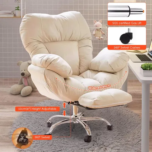 Miniatura 5 de High Back Desk Chair,High Back Heavy-Duty Computer Home Office Desk Chair,Big and Tall Executive Gaming Chair with Footrest Lumbar Support,White