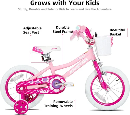 Miniatura 2 de JOYSTAR Bicicleta para niñas pequeñas y niños de 3 a 10 años, bicicleta para niños de 12, 14, 16 y 20 pulgadas, con ruedas de entrenamiento y frenos
