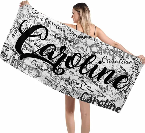Miniatura 44 de Interestprint Toalla de piscina con nombre personalizado para niños, adultos y hombres, toalla de playa naranja personalizada con número