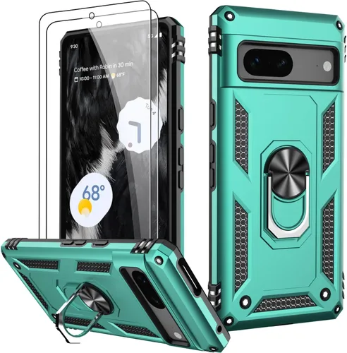 Miniatura 27 de LUMARKE Funda para Google Pixel 5 con protector de pantalla, pasa 16 pies, probada en caídas, grado militar, con soporte de anillo magnético, Rojo