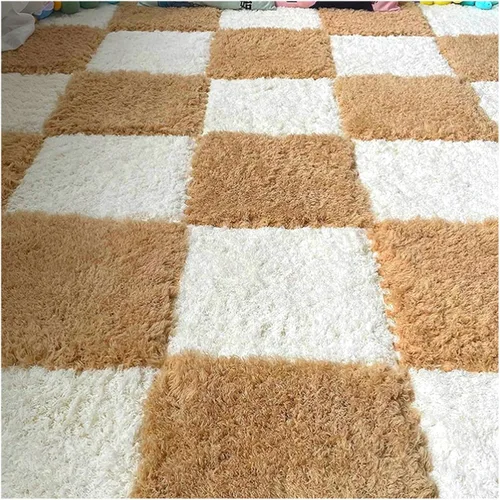 Tapete de espuma de felpa gruesa que se entrelaza, 24 piezas de 12 x 12 pulgadas, tapete cuadrado esponjoso de espuma con bordes, alfombra de área