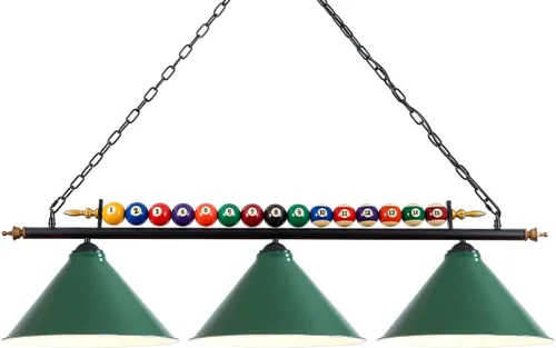 Miniatura 11 de Lámpara de mesa de billar de 47 pulgadas para mesas de 7 pies y 8 pies, colgar sobre billar con bola real y 3 pantallas de lámpara de metal
