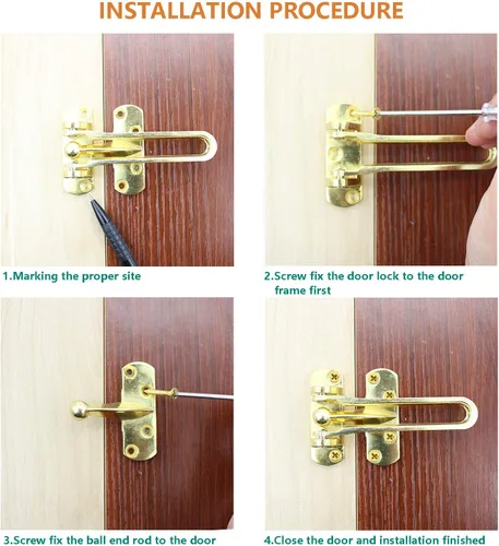 Miniatura 7 de 2 cerraduras de puerta de barra oscilante, cerradura superior para puerta delantera, cerrojo de puerta de acero inoxidable