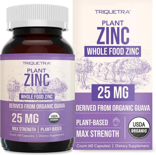 Zinc orgánico de 25 mg | Suplementos de zinc integrales | Derivado de frutas orgánicas, zinc elemental, extracto de agua, vegano, sin OMG, mineral