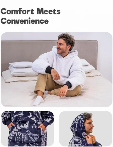 Miniatura 5 de Sudadera con manta deportiva para hombres y niños, manta portátil de gran tamaño para niños, adolescentes y adultos, sudadera con capucha