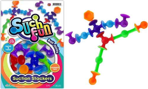 JA-RU Apiladores de succión con ventosa (1 paquete, 9 piezas) de forma hexagonal, rótulas y criaturas Juguetes de baño de succión para niños. Juego
