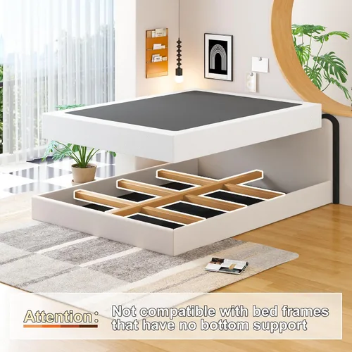 Miniatura 6 de EMODA Base de resorte para cama tamaño king de 9 pulgadas, base de colchón de metal resistente con funda de tela, capacidad máxima de peso de 3000