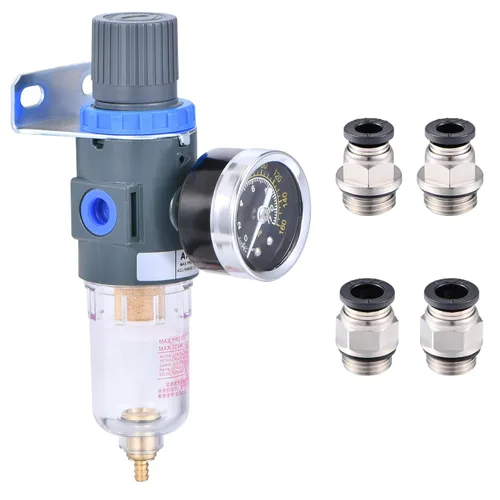 Miniatura 7 de Regulador de presión del filtro de aire NPT de 1/4", filtro compresor de herramienta de aire trampa de agua con medidor por ZHONG AN