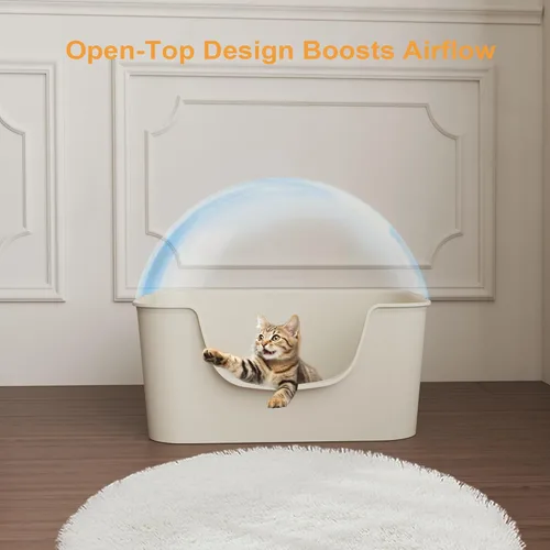 Miniatura 4 de Caja de arena para gatos de entrada baja con lados altos, sartén antisalpicaduras, duradera y fácil de limpiar para gatitos, gatos Munchkin, gatos