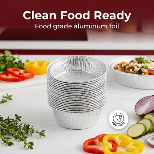 Miniatura 6 de Mr Miracle Paquete de 50 sartenes desechables de papel de aluminio – Sartenes circulares de aluminio de 8 pulgadas, ideales para hornear, almacenar