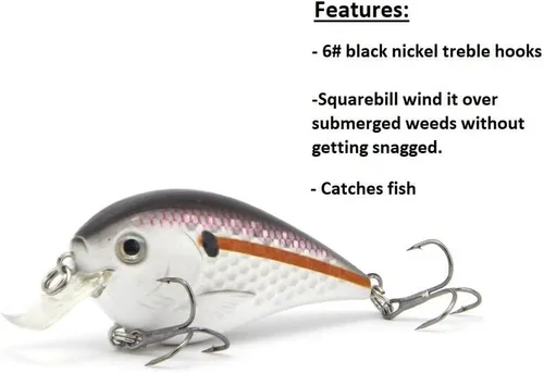 Miniatura 5 de Crankbait para pesca de lubina pulgadas de buceo poco profundo Crank Bait Square Bill Cranking Señuelos de pesca