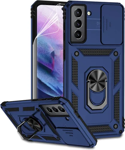 Miniatura 16 de Funda para Samsung Galaxy S21 con cubierta para lente de cámara, protector de pantalla HD, doble capa de grado militar, probada contra caídas