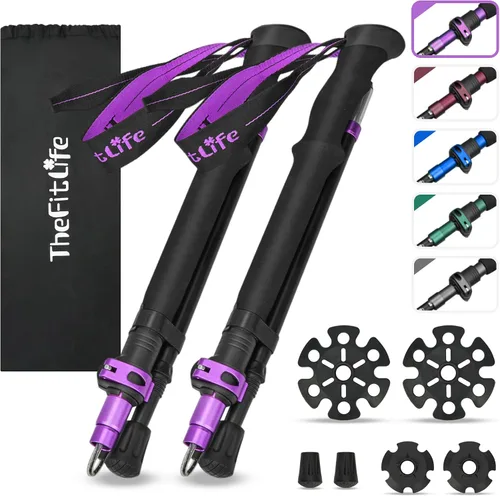 Miniatura 12 de TheFitLife Bastones de senderismo plegables para senderismo – Bastones plegables ligeros para hombres y mujeres con mango de espuma extra largo