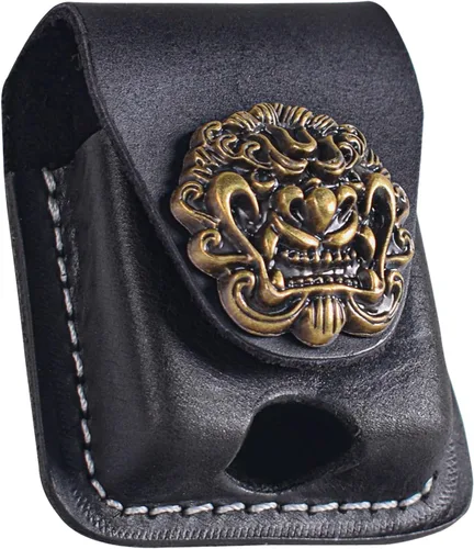 Miniatura 14 de Funda de cuero para encendedor hecha a mano con lazo para cinturón de bolsillo