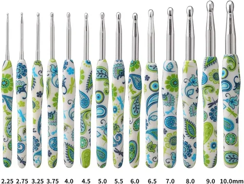 Miniatura 6 de 2.25mm Gancho de Ganchillo Looen, Mango Ergonómico para Manos Artríticas, Agujas de Tejer de Goma Suave Extra Largas para Principiantes de Crochet