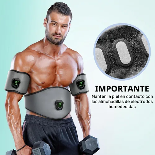 Miniatura 4 de NEWPINE Cinturón de fitness, estimulador muscular alimentado para uso doméstico, para acondicionamiento muscular gris