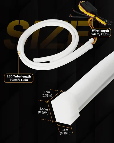 Miniatura 4 de Qasim 30 cm/12 pulgadas tira LED secuencial de conmutación para vehículos, tiras LED flexibles de 12 V para coche, luz diurna DRL, luces de señal