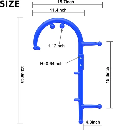 Miniatura 2 de Masajeador de espalda y cuello, para alivio del dolor de fibromialgia de punto de activación y terapia de caña con gancho de auto masaje (azul)
