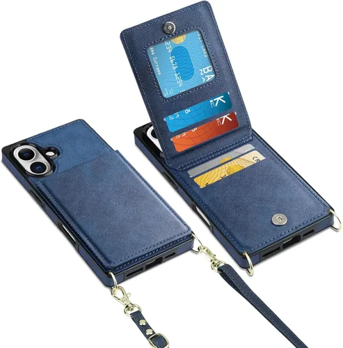 Miniatura 26 de Vofolen Funda para iPhone 11 con tarjetero con bloqueo RFID, correa ajustable, cierre magnético, resistente, a prueba de golpes, funda protectora