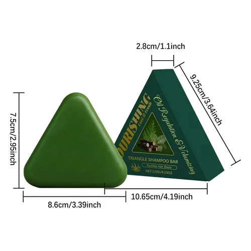 Miniatura 9 de Barra de champú triangular nutritiva a base de hierbas para cabello dañado – Crecimiento del cabello, reparación, control de aceite, limpieza