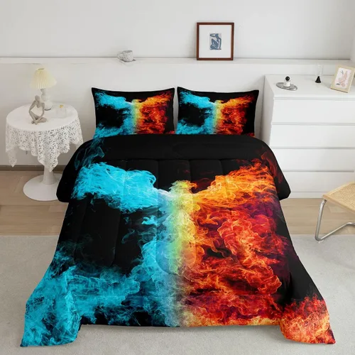 Erosebridal Phoenix - Juego de edredón tamaño individual, juego de ropa de cama con estampado de pájaro mágico, estampado de pájaros mágicos, Multi