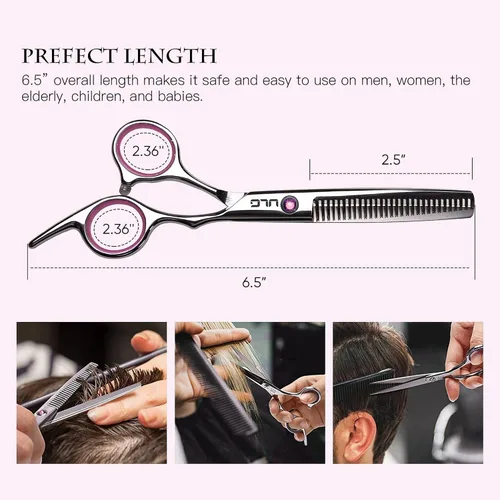 Miniatura 3 de ULG - Tijeras de corte de cabello, kit de tijeras de adelgazamiento profesional para peluquería y peluquería texturizadora, borde de afeitar, Rosa