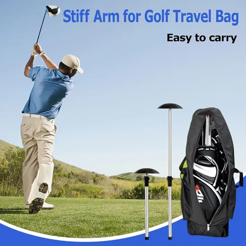 Miniatura 8 de Soporte para bolsa de viaje de golf, 33 a 60 pulgadas, varilla de soporte telescópica ajustable para aerolíneas rígidas, brazo rígido, protector