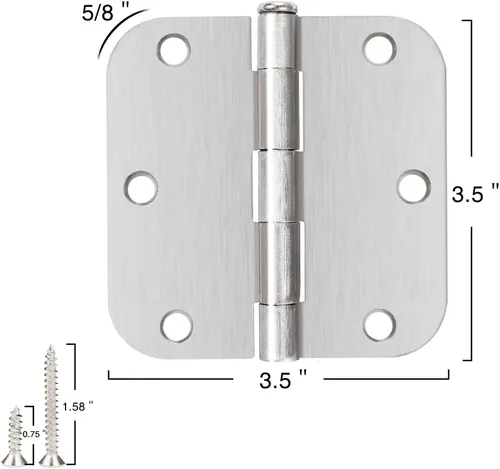 Miniatura 2 de JIW Garage Factory - Paquete de 30 bisagras de puerta de níquel cepillado 3 1/2 para puertas interiores, níquel satinado de 3.5 pulgadas