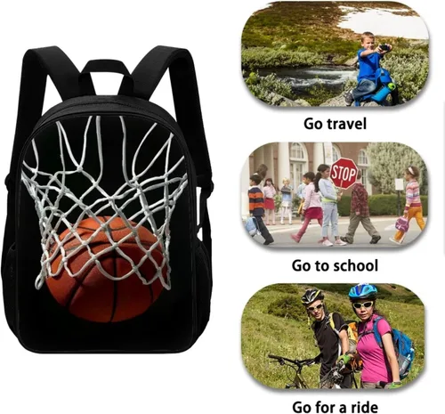 Miniatura 5 de HUGS IDEA Los animales frescos 3D niños escuela libro bolsa niños impresión mochilas, Baloncesto, Moderno