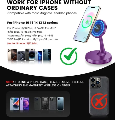 Miniatura 6 de TXXTOL Cargador inalámbrico magnético para iPhone, cargador rápido de 15 W para iPhone 17/17 Air/17 Pro/17 Pro Max serie 16/15/14/13/12 estación