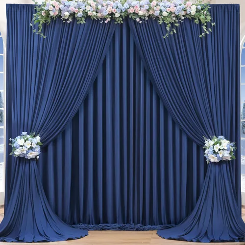 Miniatura 45 de Cortinas de fondo azul bebé de 8 x 10 pies para bodas, cortinas de fondo de poliéster sin arrugas, para baby shower, fiestas de cumpleaños
