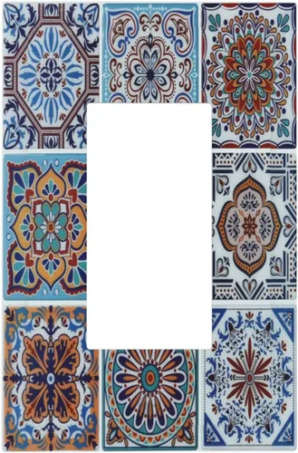 Miniatura 44 de Cubierta decorativa para interruptor de luz, diseño de pájaros y flores florales en blanco y negro, 2 bandas, cubierta decorativa para pared, placa
