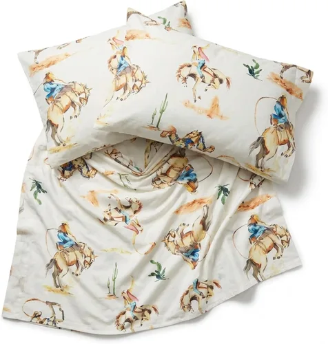 Miniatura 6 de Rod's True Western Bronco - Juego de sábanas tamaño matrimonial, ropa de cama occidental de 4 piezas, sábanas de algodón con fundas de almohada
