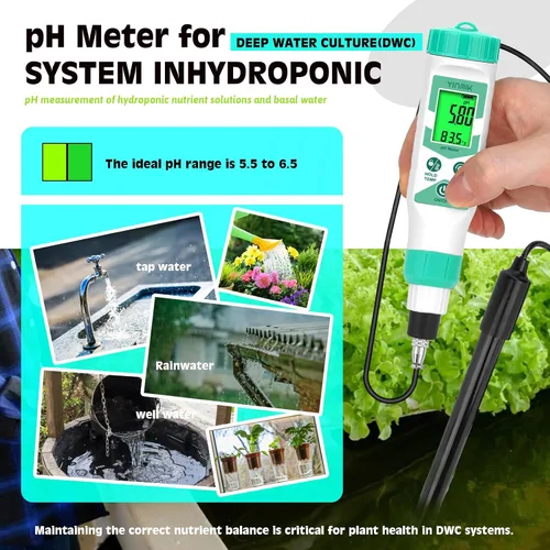 Miniatura 6 de Medidor de pH inteligente para laboratorio, probador digital de pH, kits de prueba de pH hidropónico precisos, medidor de pH con línea