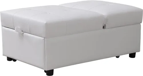 Miniatura 5 de Kings Brand Furniture - Otomana multifuncional, sofá cama, silla convertible, color blanco