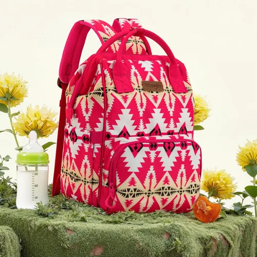 Miniatura 5 de Mochila para pañales Montana West Wrangler Callie con correas para cochecito, patrón occidental, multifunción, bolsa de viaje para bebé Tt-rosa