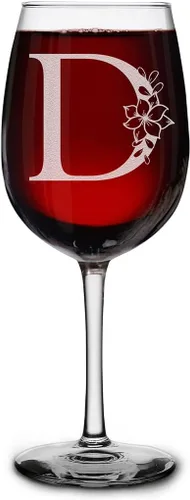 Miniatura 9 de shop4ever Copa de vino con monograma floral con inicial grabada de 16 onzas (B), copa de vino grabada con tallo para mujer, regalo de cumpleaños