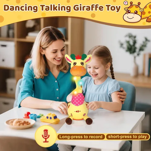 Miniatura 4 de Juguete de Jirafa Danzante con Luces LED, Juguete para Bebé Jirafa que Habla y Canta, Repite lo que Dices (Grabación de Audio y Repetición) Animal