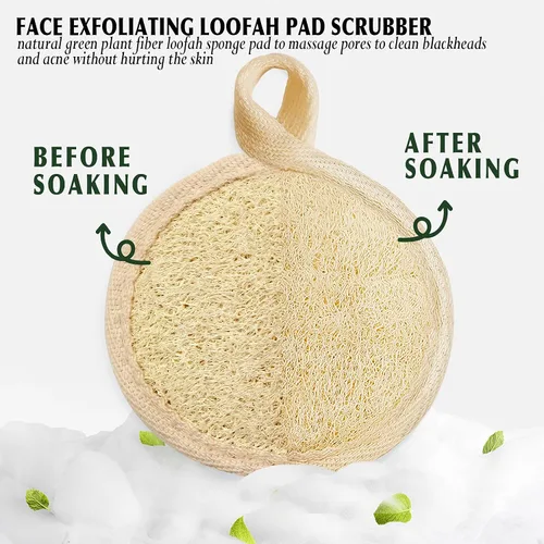 Miniatura 2 de YIQINGJIE Exfoliante de lufa natural (paquete de 4), almohadillas de lufa facial, limpia puntos negros sin dañar la piel, luffa para mujeres